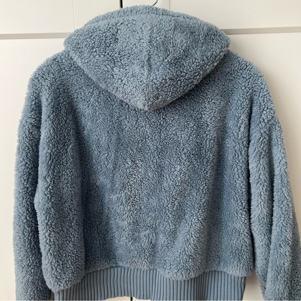 Gap Sherpa Sweater Cropped Hoodie Fuzzy Top size Small - Picture 9 of 9